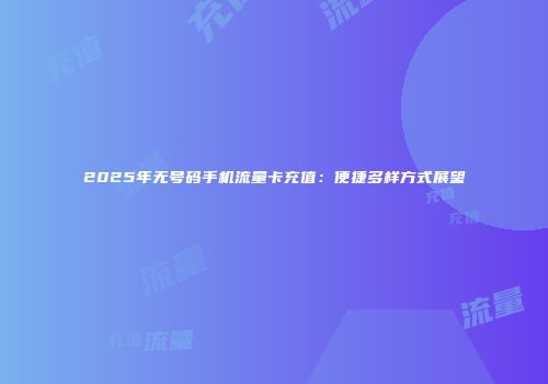 2025年无号码手机流量卡充值：便捷多样方式展望
