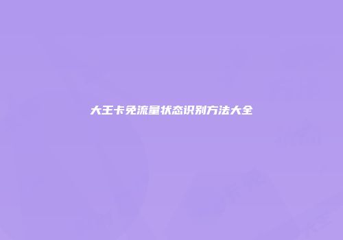 大王卡免流量状态识别方法大全