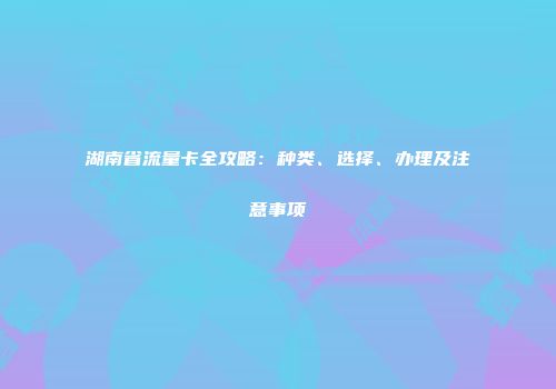 湖南省流量卡全攻略：种类、选择、办理及注意事项