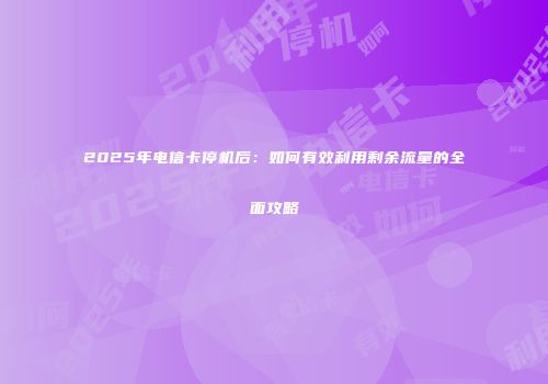 2025年电信卡停机后：如何有效利用剩余流量的全面攻略