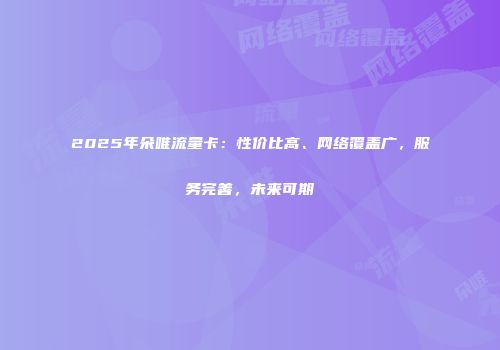 2025年朵唯流量卡：性价比高、网络覆盖广，服务完善，未来可期