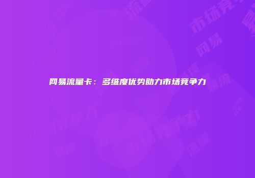 网易流量卡：多维度优势助力市场竞争力