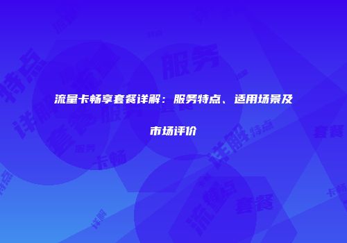 流量卡畅享套餐详解：服务特点、适用场景及市场评价