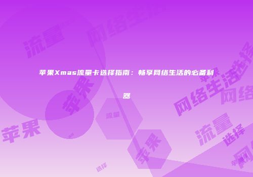 苹果Xmas流量卡选择指南：畅享网络生活的必备利器