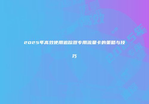 2025年高效使用追踪器专用流量卡的策略与技巧