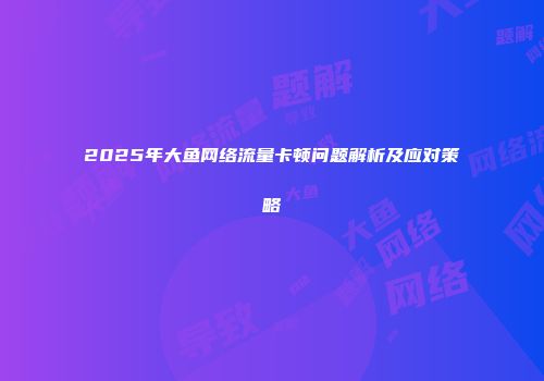 2025年大鱼网络流量卡顿问题解析及应对策略