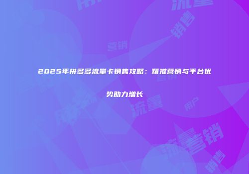 2025年拼多多流量卡销售攻略：精准营销与平台优势助力增长