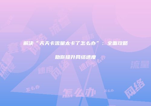 解决“天天卡流量太卡了怎么办”：全面攻略助你提升网络速度