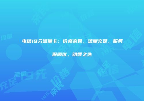 电信19元流量卡：价格亲民，流量充足，服务保障优，明智之选