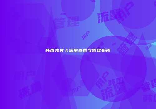 韩国先付卡流量查看与管理指南