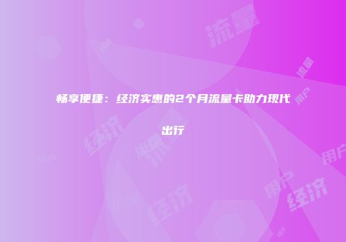 畅享便捷：经济实惠的2个月流量卡助力现代出行