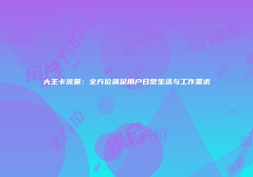 大王卡流量：全方位满足用户日常生活与工作需求