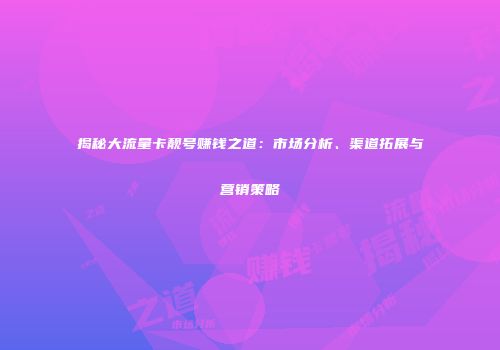 揭秘大流量卡靓号赚钱之道：市场分析、渠道拓展与营销策略