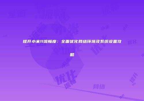 提升小米11流畅度：全面优化网络环境及系统设置攻略
