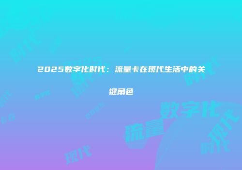2025数字化时代：流量卡在现代生活中的关键角色