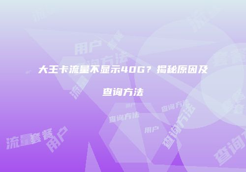 大王卡流量不显示40G？揭秘原因及查询方法