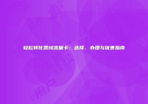 轻松转化思域流量卡：选择、办理与优惠指南