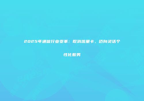 2025年通信行业变革：取消流量卡，迈向灵活个性化服务