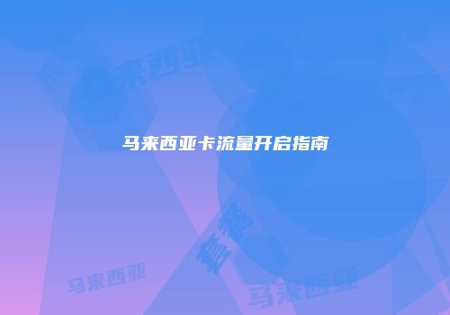 马来西亚卡流量开启指南