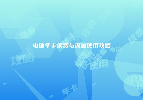 电信年卡续费与流量使用攻略