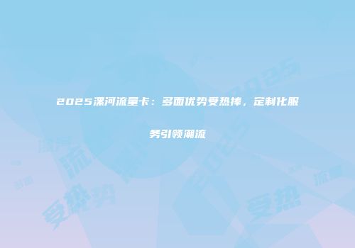 2025漯河流量卡：多面优势受热捧，定制化服务引领潮流