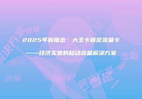 2025年新推出：大王卡固定流量卡——经济实惠的移动流量解决方案