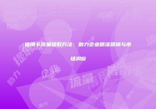 信用卡流量提取方法：助力企业精准营销与市场洞察