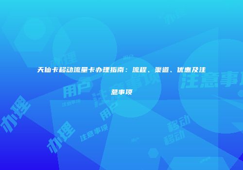 天仙卡移动流量卡办理指南：流程、渠道、优惠及注意事项