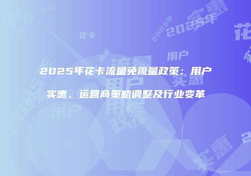2025年花卡流量免流量政策：用户实惠、运营商策略调整及行业变革