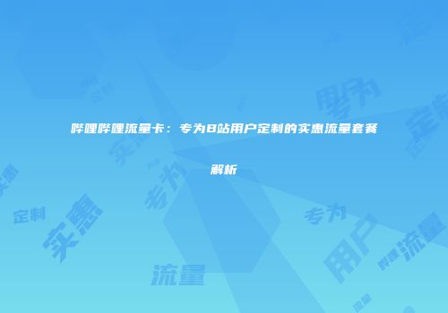 哔哩哔哩流量卡：专为B站用户定制的实惠流量套餐解析