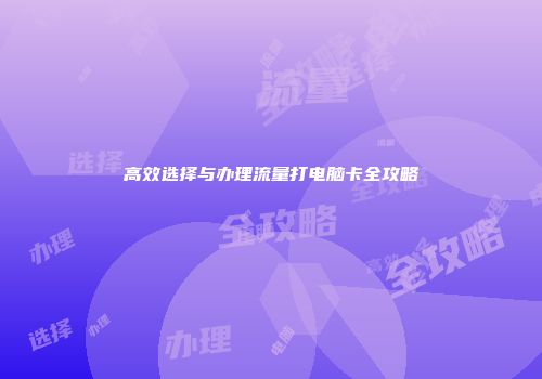 高效选择与办理流量打电脑卡全攻略
