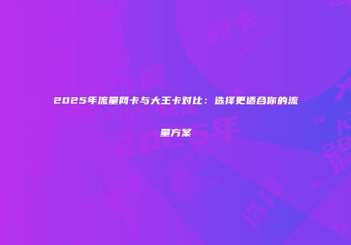 2025年流量网卡与大王卡对比：选择更适合你的流量方案