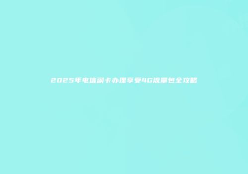 2025年电信副卡办理享受4G流量包全攻略