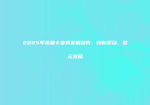 2025年流量卡业务发展趋势：创新驱动，多元发展