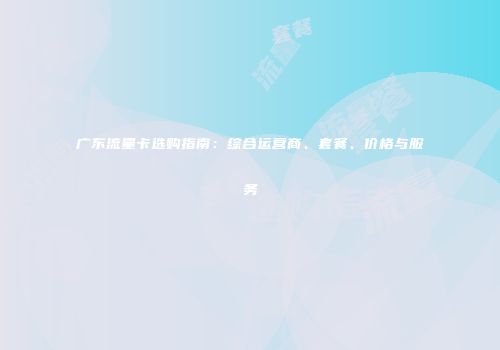 广东流量卡选购指南：综合运营商、套餐、价格与服务