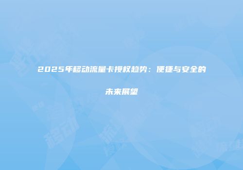 2025年移动流量卡授权趋势：便捷与安全的未来展望
