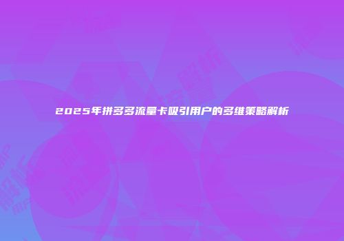 2025年拼多多流量卡吸引用户的多维策略解析