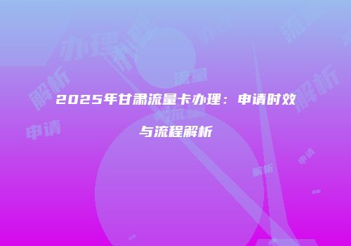 2025年甘肃流量卡办理：申请时效与流程解析
