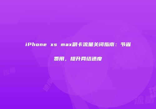 iPhone xs max副卡流量关闭指南：节省费用，提升网络速度