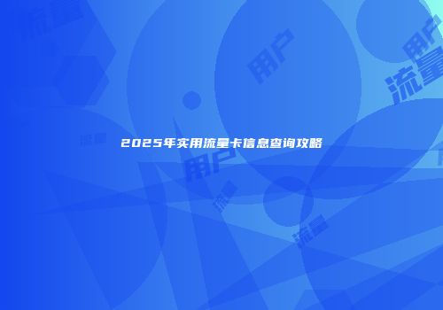 2025年实用流量卡信息查询攻略
