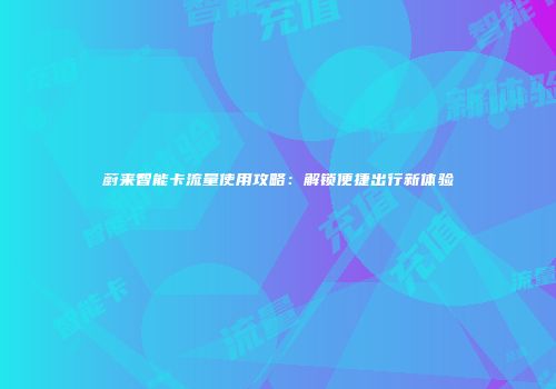 蔚来智能卡流量使用攻略：解锁便捷出行新体验