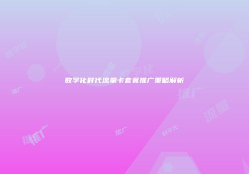 数字化时代流量卡套餐推广策略解析