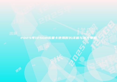 2025年125GB流量卡使用时长详解与优化策略