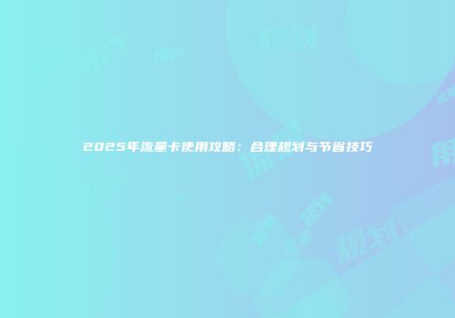 2025年流量卡使用攻略：合理规划与节省技巧