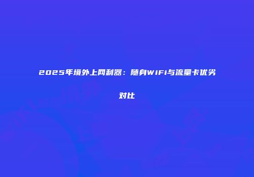 2025年境外上网利器：随身WiFi与流量卡优劣对比