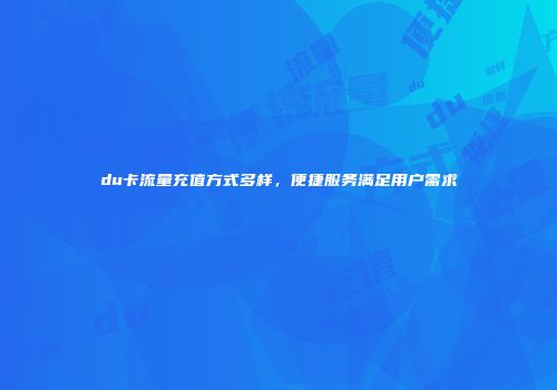 du卡流量充值方式多样，便捷服务满足用户需求
