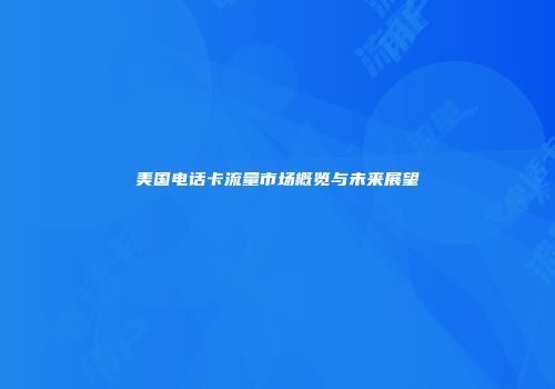 美国电话卡流量市场概览与未来展望