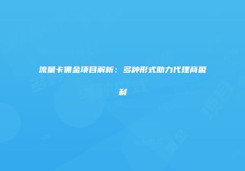 流量卡佣金项目解析：多种形式助力代理商盈利