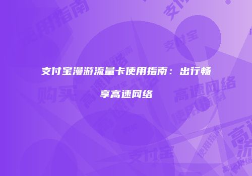 支付宝漫游流量卡使用指南：出行畅享高速网络