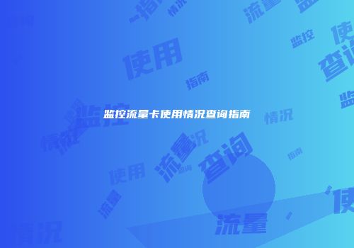 监控流量卡使用情况查询指南